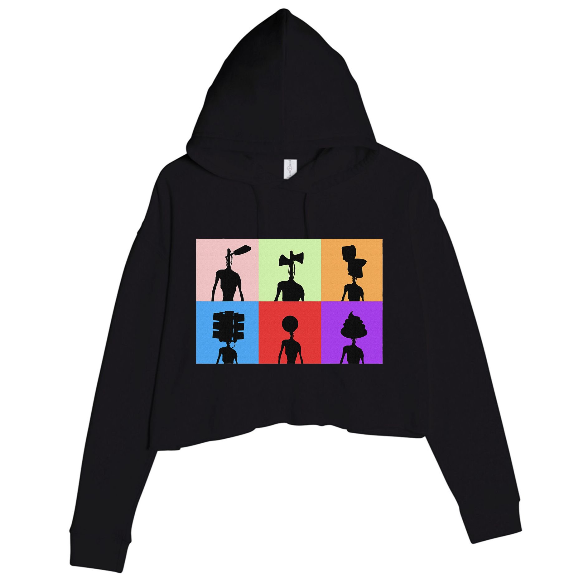 Horror Monster With Sirens For Heads Horror Crop Fleece Hoodie