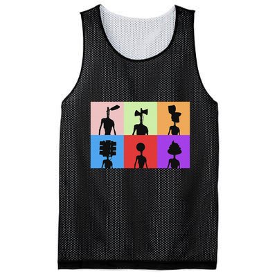 Horror Monster With Sirens For Heads Horror Mesh Reversible Basketball Jersey Tank