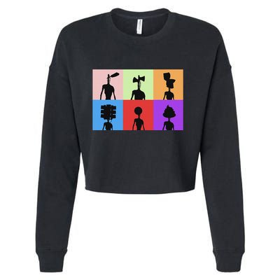 Horror Monster With Sirens For Heads Horror Cropped Pullover Crew