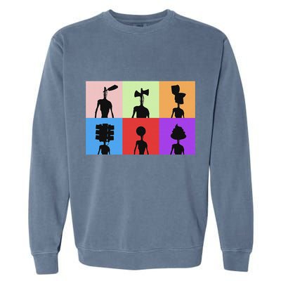 Horror Monster With Sirens For Heads Horror Garment-Dyed Sweatshirt