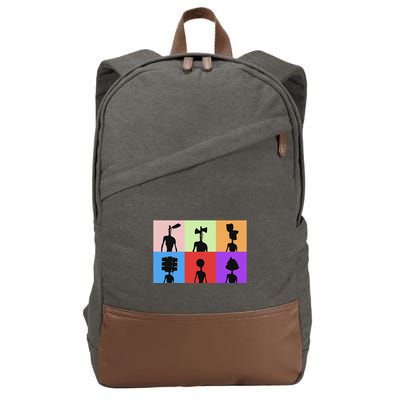 Horror Monster With Sirens For Heads Horror Cotton Canvas Backpack