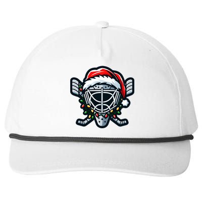 Hockey Mask With Santa Hat Christmas Lights Gift Snapback Five-Panel Rope Hat