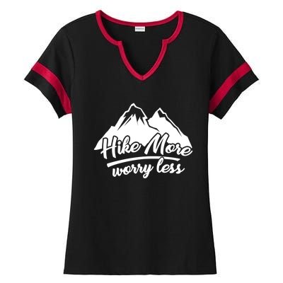 Hike More Worry Less For Hiking And Camping Gift Ladies Halftime Notch Neck Tee