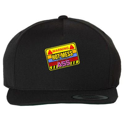 Hot Mess Warning Adult Humor Wool Snapback Cap