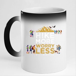 Hike More Worry Less Adults Camping Funny Gift 11oz Black Color Changing Mug