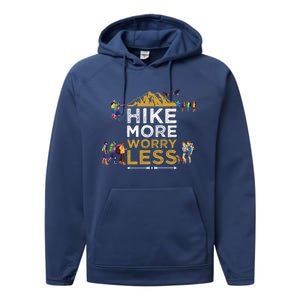 Hike More Worry Less Adults Camping Funny Gift Performance Fleece Hoodie