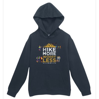 Hike More Worry Less Adults Camping Funny Gift Urban Pullover Hoodie