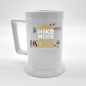 Hike More Worry Less Adults Camping Funny Gift Beer Stein