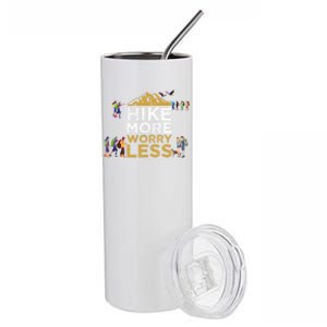 Hike More Worry Less Adults Camping Funny Gift Stainless Steel Tumbler