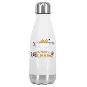 Hike More Worry Less Adults Camping Funny Gift Stainless Steel Insulated Water Bottle