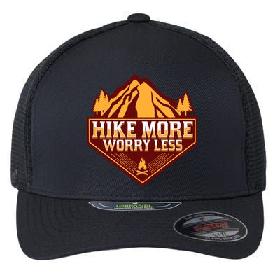 Hike More Worry Less Gift For Hikers Funny Hiking Camping Cool Gift Flexfit Unipanel Trucker Cap