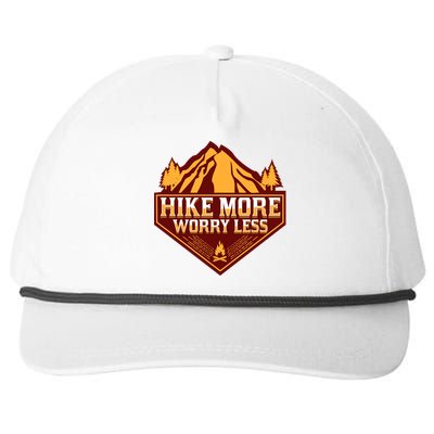 Hike More Worry Less Gift For Hikers Funny Hiking Camping Cool Gift Snapback Five-Panel Rope Hat