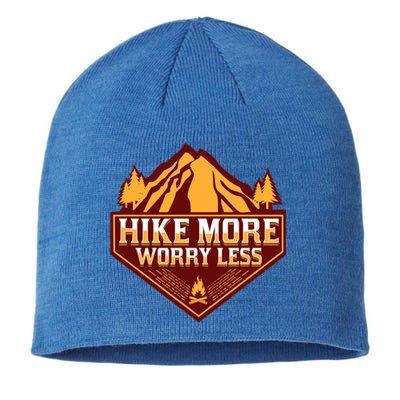 Hike More Worry Less Gift For Hikers Funny Hiking Camping Cool Gift Sustainable Beanie