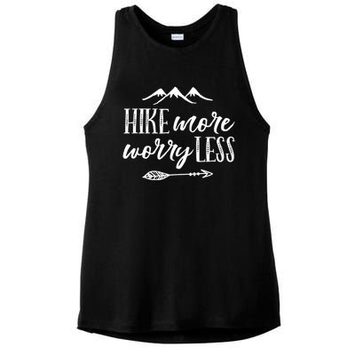 Hike More Worry Less Hiking Camping Gift Ladies PosiCharge Tri-Blend Wicking Tank