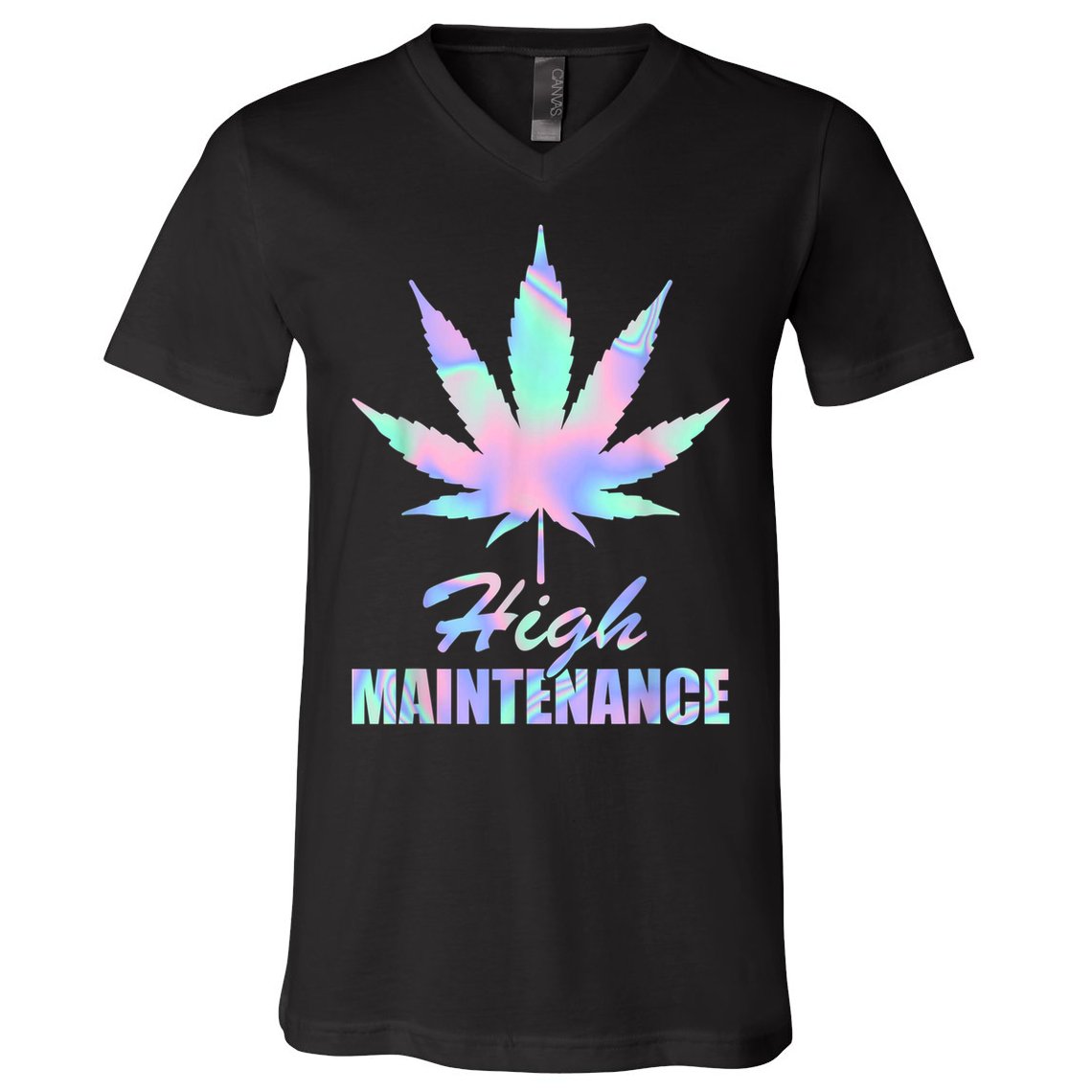 High Maintenance Weed Cannabis Pocket 420 THC Stoner Gift V-Neck T-Shirt