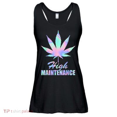 High Maintenance Weed Cannabis Pocket 420 THC Stoner Gift Ladies Essential Flowy Tank