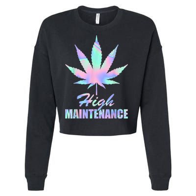 High Maintenance Weed Cannabis Pocket 420 THC Stoner Gift Cropped Pullover Crew