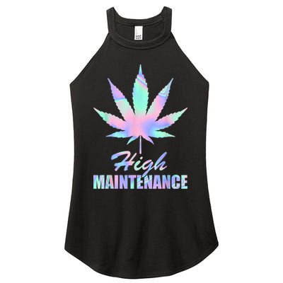 High Maintenance Weed Cannabis Pocket 420 THC Stoner Gift Women's Perfect Tri Rocker Tank