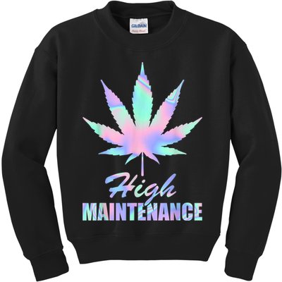 High Maintenance Weed Cannabis Pocket 420 THC Stoner Gift Kids Sweatshirt
