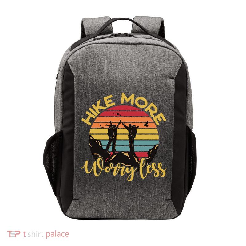 Hike More Worry Less Hiking Hiker Travel Camping Meaningful Gift Vector Backpack