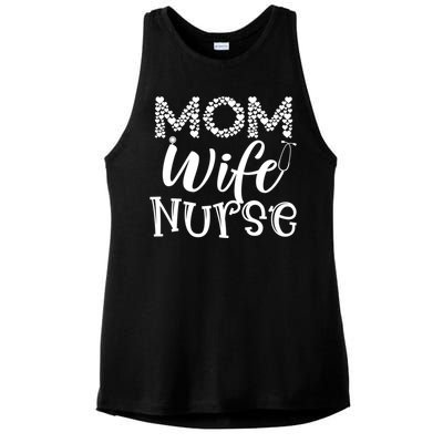 Heart Mom Wife Nurse Great Gift Stethoscope Wife Nurse Mom Gift Ladies PosiCharge Tri-Blend Wicking Tank