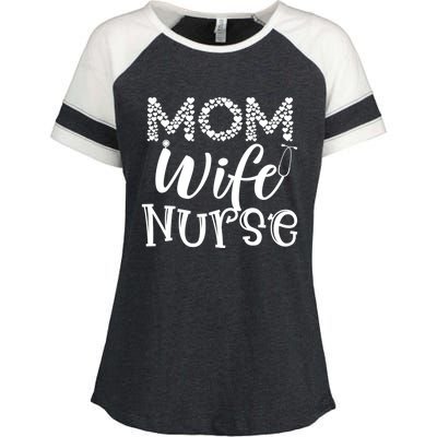 Heart Mom Wife Nurse Great Gift Stethoscope Wife Nurse Mom Gift Enza Ladies Jersey Colorblock Tee