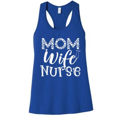 Heart Mom Wife Nurse Great Gift Stethoscope Wife Nurse Mom Gift Women's Racerback Tank