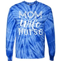 Heart Mom Wife Nurse Great Gift Stethoscope Wife Nurse Mom Gift Tie-Dye Long Sleeve Shirt