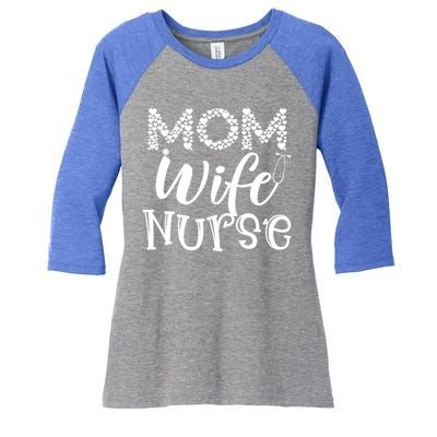 Heart Mom Wife Nurse Great Gift Stethoscope Wife Nurse Mom Gift Women's Tri-Blend 3/4-Sleeve Raglan Shirt