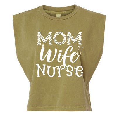 Heart Mom Wife Nurse Great Gift Stethoscope Wife Nurse Mom Gift Garment-Dyed Women's Muscle Tee