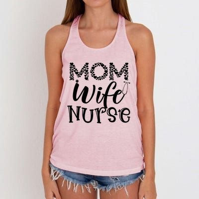 Heart Mom Wife Nurse Great Gift Stethoscope Wife Nurse Mom Gift Women's Knotted Racerback Tank