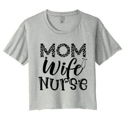 Heart Mom Wife Nurse Great Gift Stethoscope Wife Nurse Mom Gift Women's Crop Top Tee