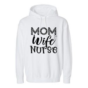 Heart Mom Wife Nurse Great Gift Stethoscope Wife Nurse Mom Gift Garment-Dyed Fleece Hoodie