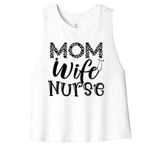 Heart Mom Wife Nurse Great Gift Stethoscope Wife Nurse Mom Gift Women's Racerback Cropped Tank