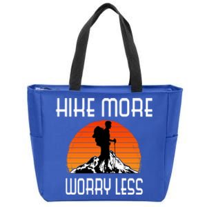 Hike More Worry Less Trekking Hiking Vacay Vibes Gift Zip Tote Bag