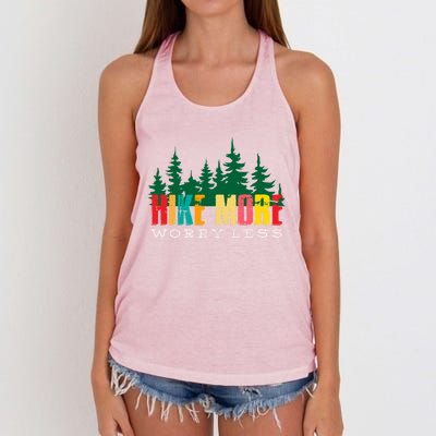 Hike More Worry Less Mountain Camping Gift Women's Knotted Racerback Tank