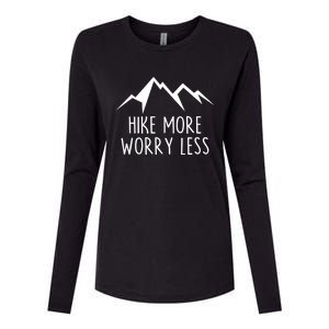 Hike More Worry Less Mountain Climbing Camping Vacation Cute Gift Womens Cotton Relaxed Long Sleeve T-Shirt