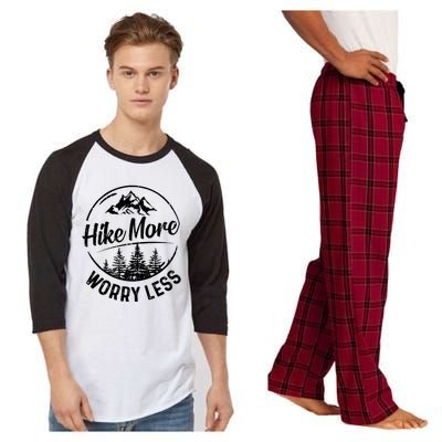 Hike More Worry Less Gift Funny Hiking Camping Lovers Hiker Gift Raglan Sleeve Pajama Set