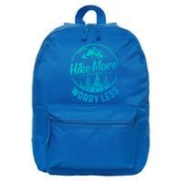 Hike More Worry Less Gift Funny Hiking Camping Lovers Hiker Gift 16 in Basic Backpack