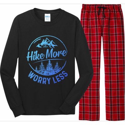 Hike More Worry Less Gift Funny Hiking Camping Lovers Hiker Gift Long Sleeve Pajama Set