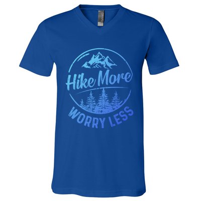 Hike More Worry Less Gift Funny Hiking Camping Lovers Hiker Gift V-Neck T-Shirt