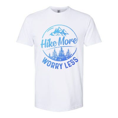 Hike More Worry Less Gift Funny Hiking Camping Lovers Hiker Gift Softstyle CVC T-Shirt