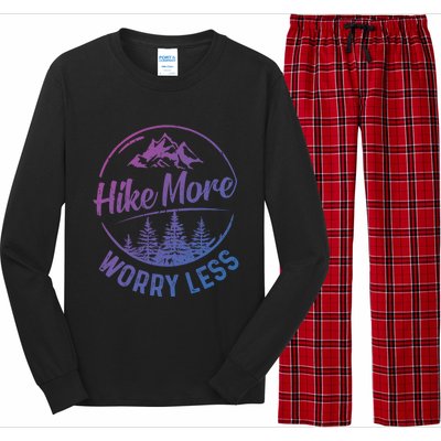 Hike More Worry Less Gift Funny Hiking Camping Lovers Hiker Gift Long Sleeve Pajama Set