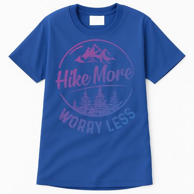 Hike More Worry Less Gift Funny Hiking Camping Lovers Hiker Gift Tall T-Shirt