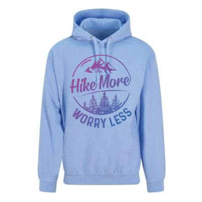 Hike More Worry Less Gift Funny Hiking Camping Lovers Hiker Gift Unisex Surf Hoodie