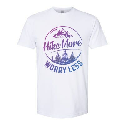 Hike More Worry Less Gift Funny Hiking Camping Lovers Hiker Gift Softstyle CVC T-Shirt