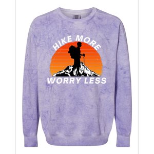 Hike More Worry Less Social Distancing Hiking Nature Camping Gift Colorblast Crewneck Sweatshirt