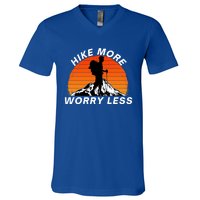 Hike More Worry Less Social Distancing Hiking Nature Camping Gift V-Neck T-Shirt