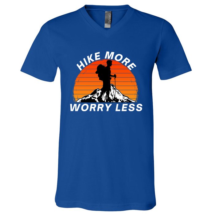 Hike More Worry Less Social Distancing Hiking Nature Camping Gift V-Neck T-Shirt