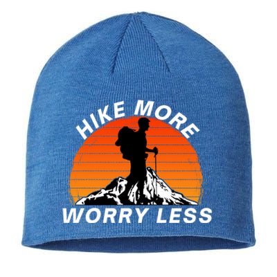 Hike More Worry Less Social Distancing Hiking Nature Camping Gift Sustainable Beanie